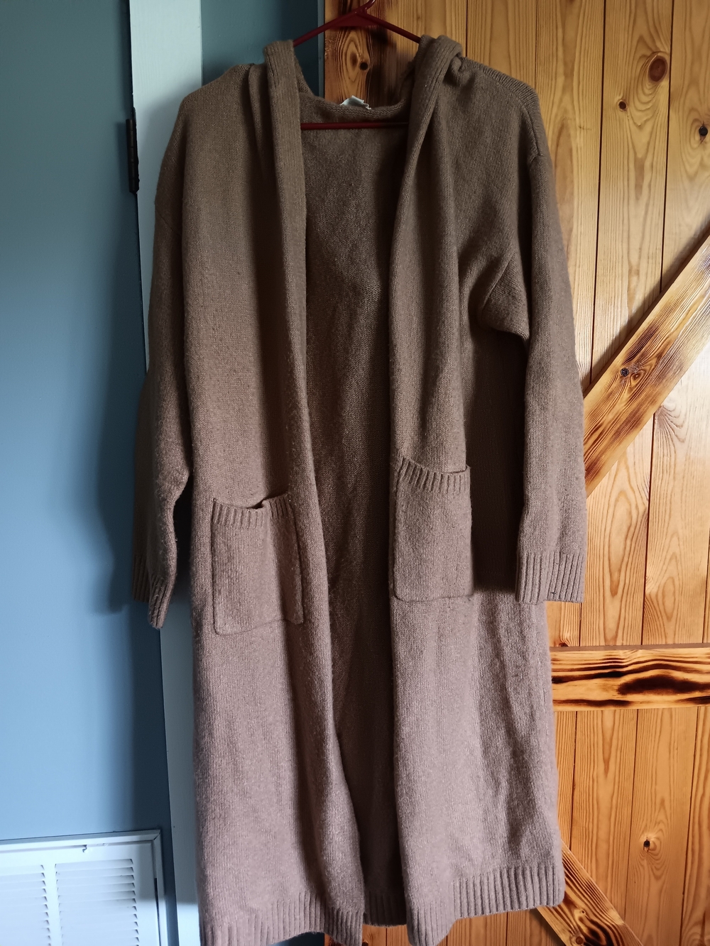 Longline Hooded Knit Cardigan for Women - Taupe